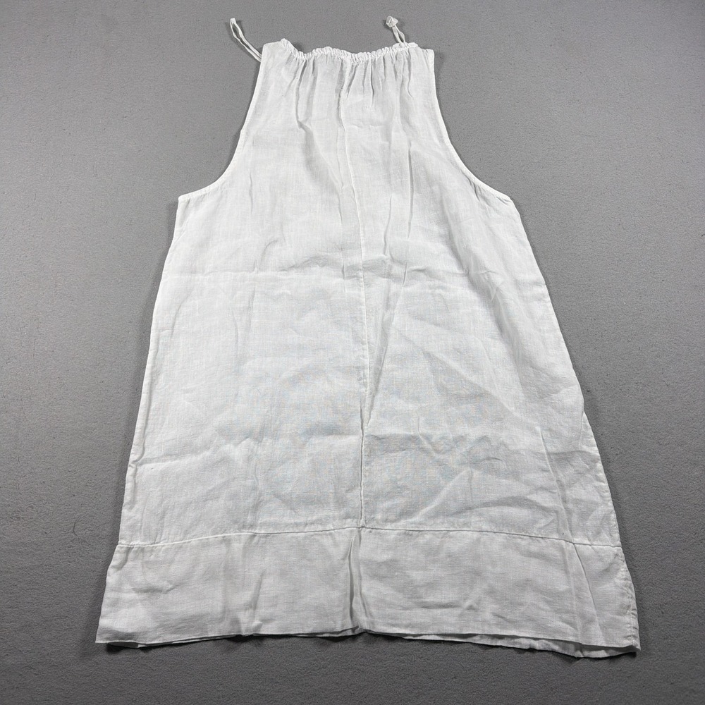 Francesca Bettini Dress Womens L White Linen Tank Sleeveless Knee Italy Summer - Picture 8 of 9